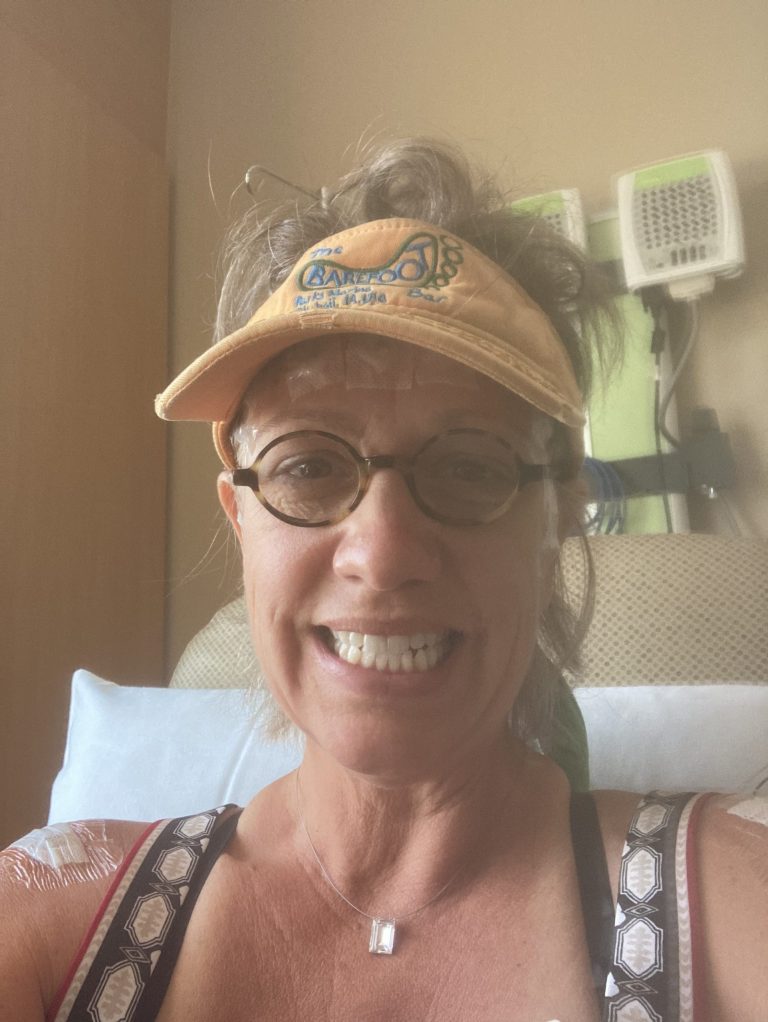 Jena with EEG leads and visor